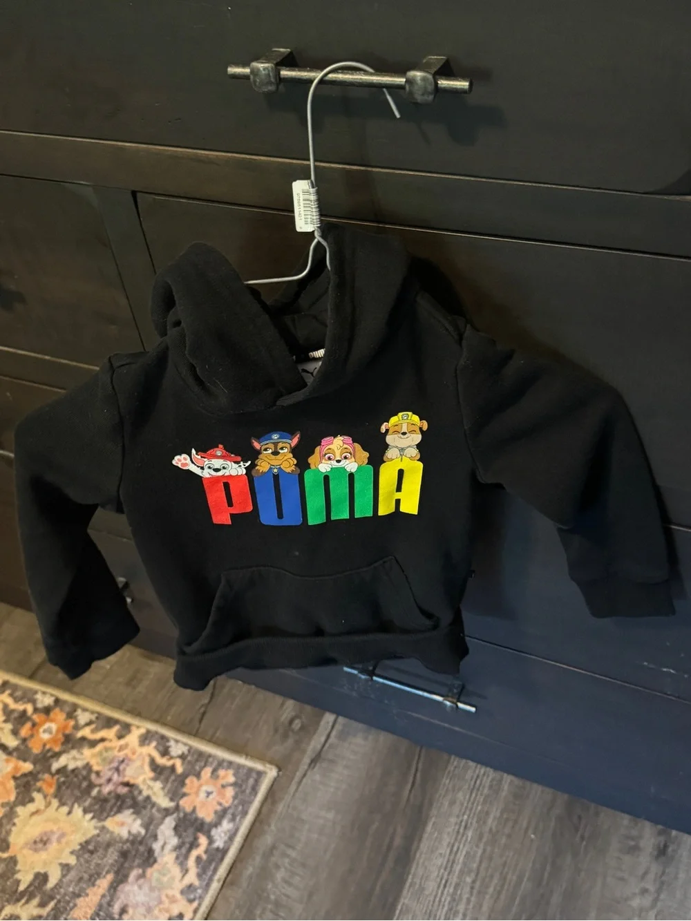 Nickelodeon Black Hoodie with Multicolor PUMA Lettering and Character Graphics